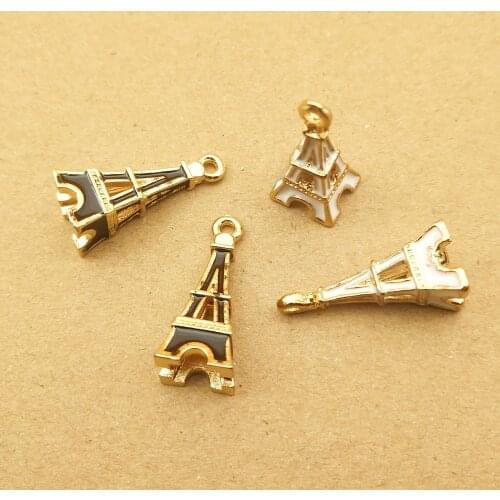 10pcs 9x23mm enamel tower charm for jewelry making and crafting fashion earring pendant necklace bracelet charm