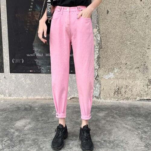 Casual Pink Jeans Woman High Waist Loose Denim Harem Pants Mujer Plus Size Chic Jeans For Women jeans femme