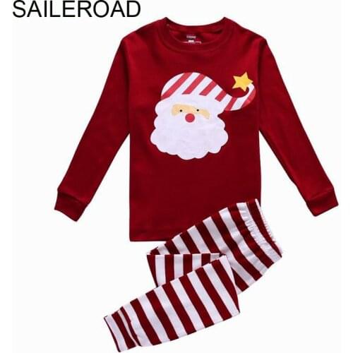 TUONXYE 2-7Years Christmas Clothes Children Kids Nightclothes Autumn Winter Boys Girls Pajamas Suits Kid Santa Claus Sleepwear