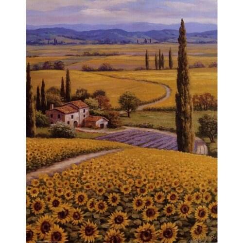 Hand Painted modern art Landscapes Oil painting canvas Sunflower Field wall decor High quality