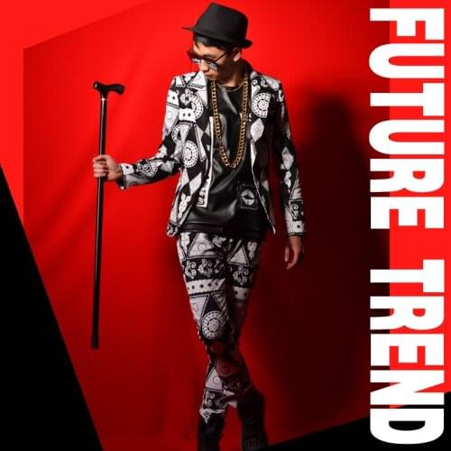 S-5xl 2020 New Mens Clothing New Fashion Slim Dj Black And White Suits Men Plus Size Formal Dress Singer Costumes