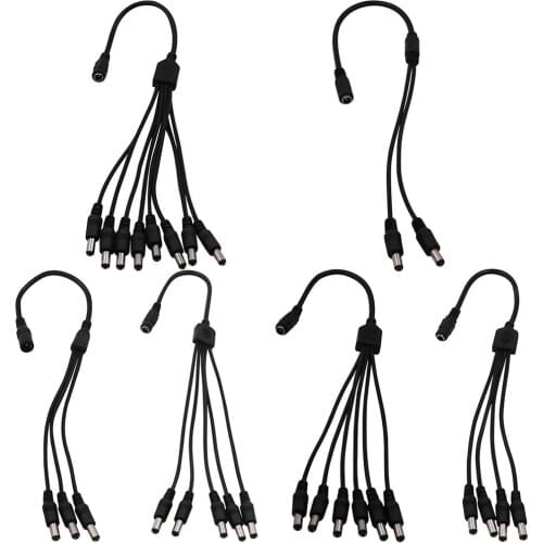 Male Female Connector Cable 12V DC 2.1 x 5.5 mm Jack Plug 1 to 2 3 4 5 6 8 DC Connector Splitter Way Power Adapter Wrie