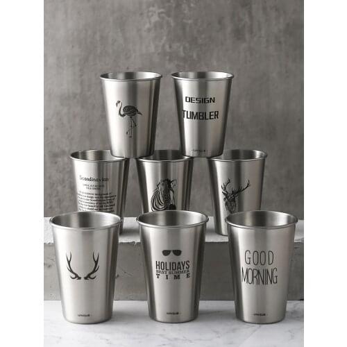 Industrial style stainless steel water tea beer juice cup fall proof office home milk coffee cold drink tumbler with straw