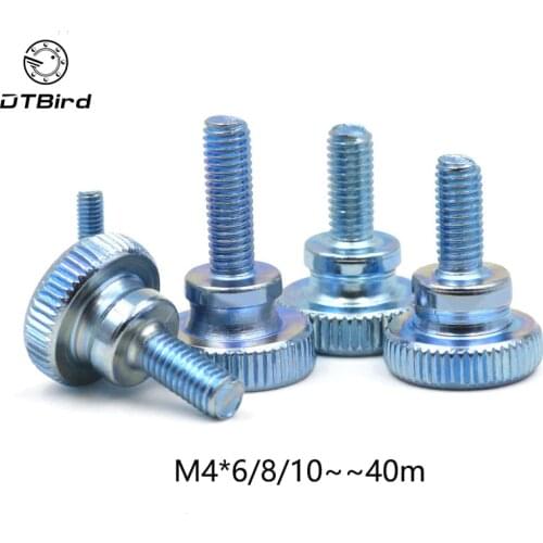 50pcs GB834 M4 Carbon Steel thumb screw with collar round head with knurling manual adjustment screws bolt M4*(6/8/10~40) MM