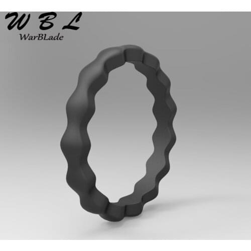 WBL 2019 New FDA Food Grade Silicone Ring Hypoallergenic Crossfit Flexible Wave Silicone Finger Ring 3mm For Women Wedding Rings