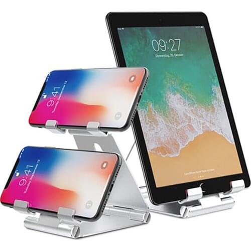 1Pc Creative Double Folding Bracket Tablet Stands Universal Adjustable Aluminum Alloy Mobile Phone Support Desktop Holder Stand