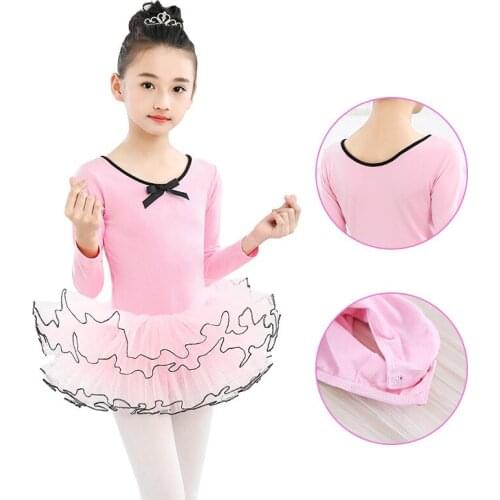 2021 Fashion Tutu Ballet Dress for Girls ballerina tulle costume Mesh Splice Bowknot on Waist ballerina dress kids dancewear