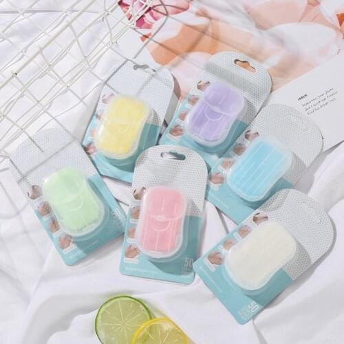 50pcs/box Soap Paper For Outdoor Travel Portable Goods Disposable Mini Hand Washing Soap Clean Scented Slice