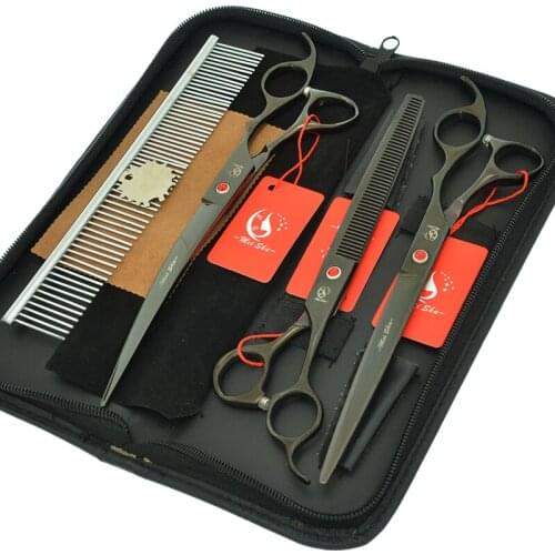 8.0" Professional Dog Grooming Scissors Stainless Steel Pet Straight Curved Tesoura Thinning Tijeras Pet Hair Cut Clipper HB0257