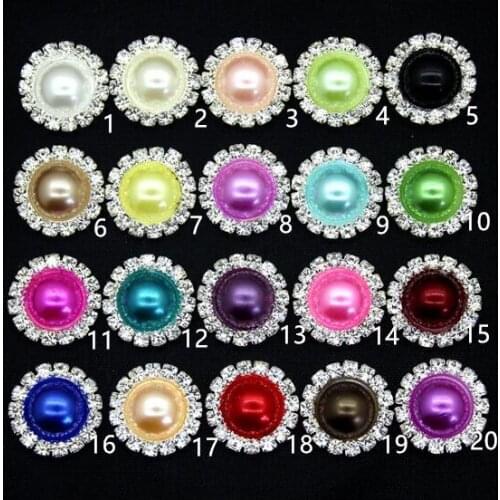 Free Shipping 50pcs 20Colors Available Flatback Pearl Central Rhinestone Button For Hair Accessory Wedding Invitation 16mm
