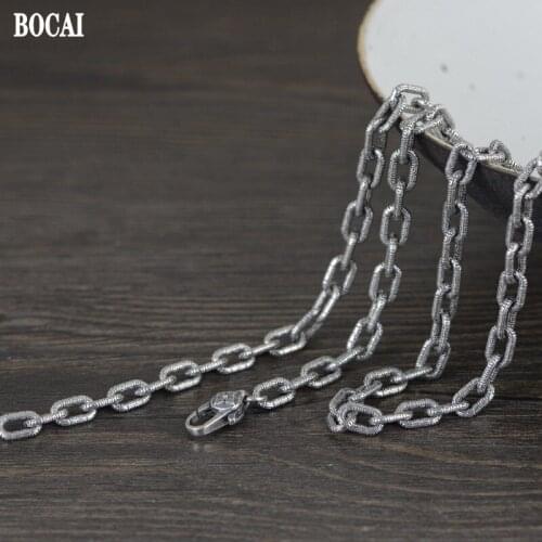 BOCAI New S925 Silver Jewelry Fashion Retro Personality Pattern Trendy Man and Woman Necklaces Cross Drop Magic Pestle Buckle