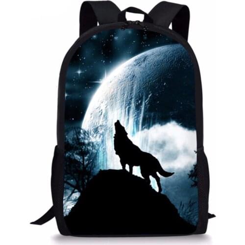 Children 3D Animal Printing School Bags for Kids Boys Wolf Pattern Fashion Students School Backpack 2018 New Mochila