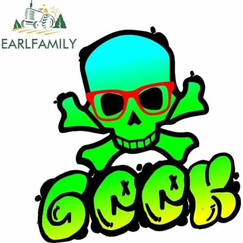 EARLFAMILY 13cm x 12.7cm for Geek Graffiti Car Stickers DIY Personality Motocycle Helmet Laptop Car Decoration Window Auto Decal