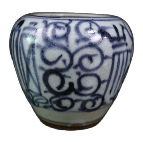 China Old Porcelain Blue And White Longevity Pattern Pot