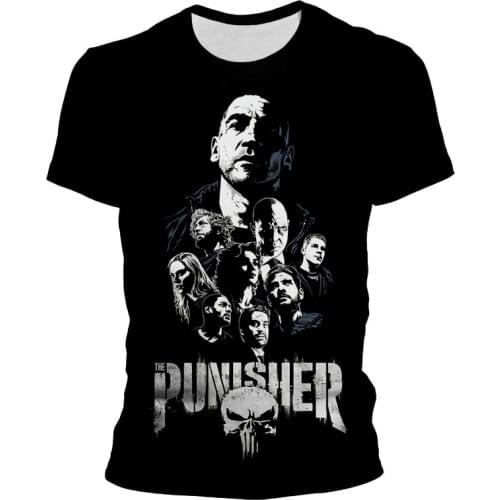 Summer T Shirt For Men Marvel The Punisher 3D Printed Cool Womens Clothing Short Sleeve Streetwear Male T-shirts