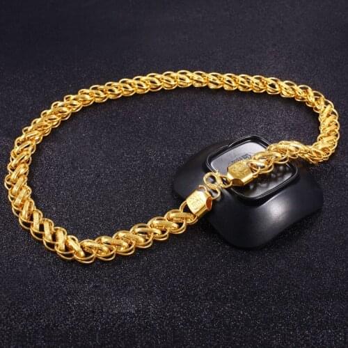 Hiphop Men Party 22k Yellow Gold Fine Necklace for Unisex Link Chain Fine Colgantes De Bizuteria Kolye Bijoux Colgante Jewelry