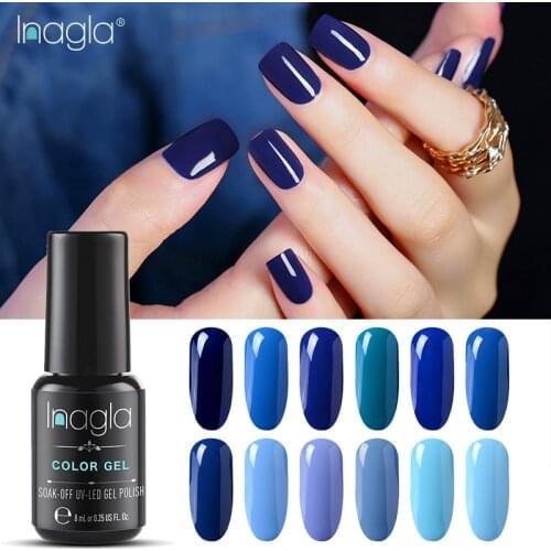 Inagla Blue Colors Nail Art Gel 8ML UV LED Lamp Pure Gel Nail Polish Long-lasting Top Base Soak Off Varnish Lacquer Nail Gel