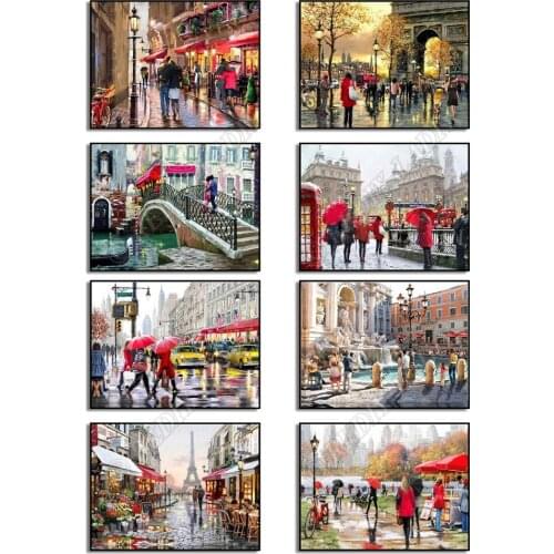 Full Square / Round Diamond Painting London Street Scenery 5D Diamond Embroidery Beaded Cross Stitch Rhinestones Mosaic Painting