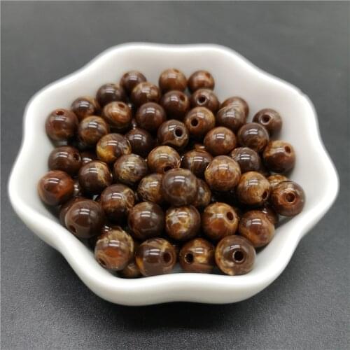 6 8 10 mm Coffee Imitation Natural Stone Round Acrylic Beads Clouds Effect Beads For Jewelry Makeing Bracelet necklace DIY