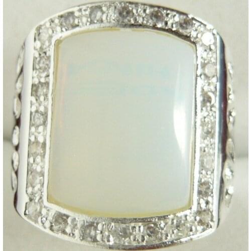 Wholesale fashion mans silver plated white Natural Stone ring(#9.10.11)
