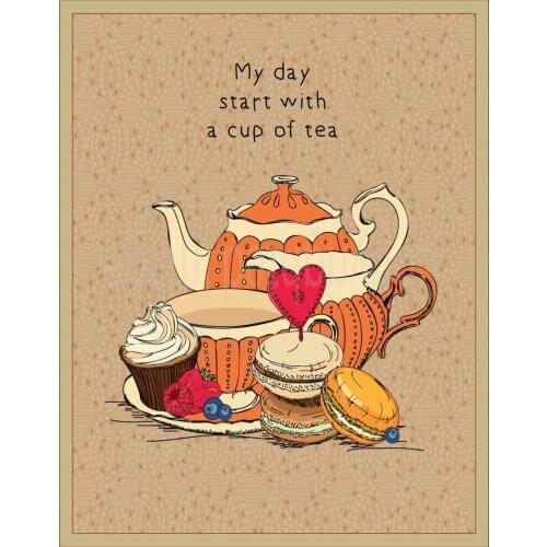 MY DAY START WITH A CUP OF TEA METAL TIN SIGN POSTER WALL PLAQUE