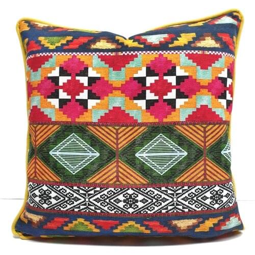 Bohemian Handmade Linen Fabric Cushion Cover Pillowcase 2 PCS Set