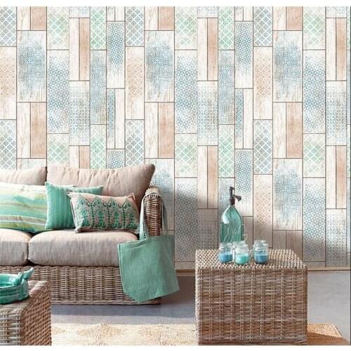European Style Wallpapers Waterproof PVC Vinyl Wall Paper Roll For Coffee Shop Texture Feature Wood Grain Wallcoverings 10M