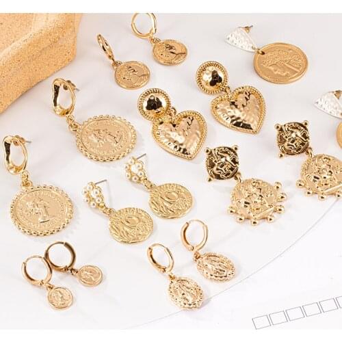 New Metal Trend Earrings 2021 Trend Fashion Gold Dangle Drop Earrings For Women Vintage Korean Punk Pendants Earrings Jewelry