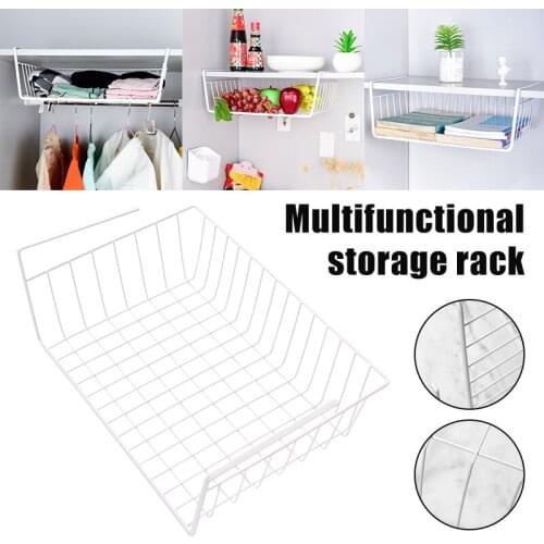 New Cabinet Storage Rack Wire Rack Hanging Storage Basket is Suitable for Kitchen Food Cabinets White Refrigerator Cupboard