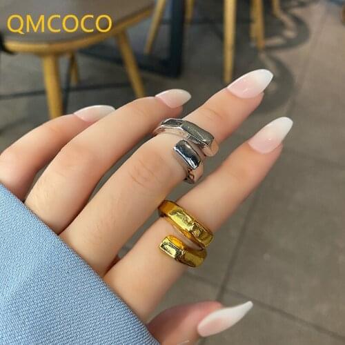 QMCOCO New Simple 925 Silver Irregular Rings For Woman Man Personality Party Exquisite Jewelry Fashion Accessories Gifts
