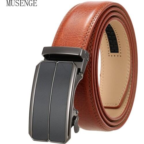 Designer Mens Leather Belt High Quality Gold Automatic Buckle Mens Ratchet Belt Luxury Formal Waist Strap Black Male 110-130cm
