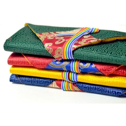 Luxury Palindrome Tibetan-Style Silk Satin Tablecloth Scripture Book Bag Handwritten Table Pad Cover Cloth