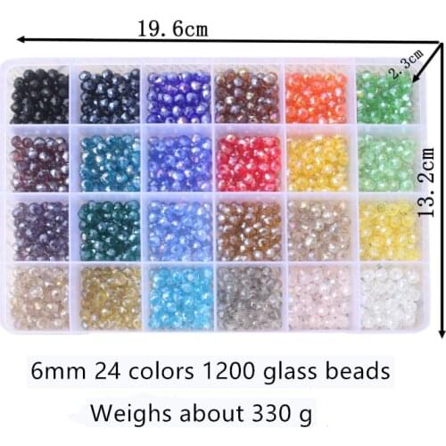 1 Box 24 Color Mix Color Glass Beads Round Loose Beads DIY Bracelet Earrings Charms Necklace Beads For Jewelry Making