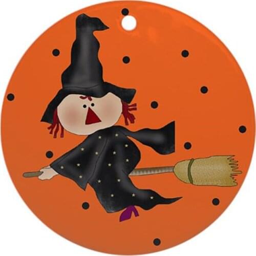 Halloween Tree Ornament Decorations,Ceramic Round Ornaments,Halloween Snow Globe Ornament,Halloween Decoration Handmade Ornament