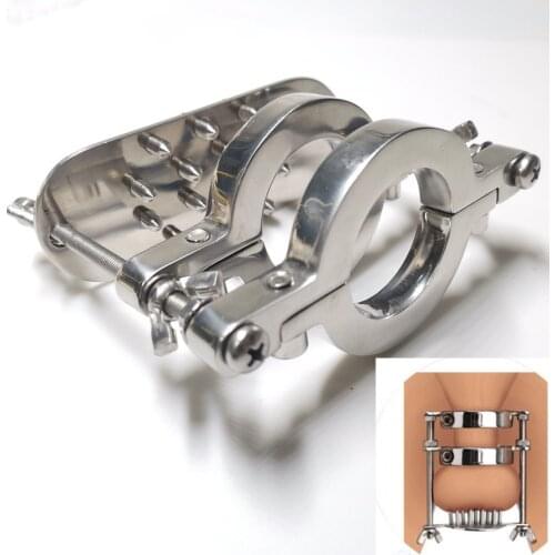 Stainless Steel stimulate Scrotum Device BDSM Ball Crusher Stretcher Slave Training CBT Gay Toys
