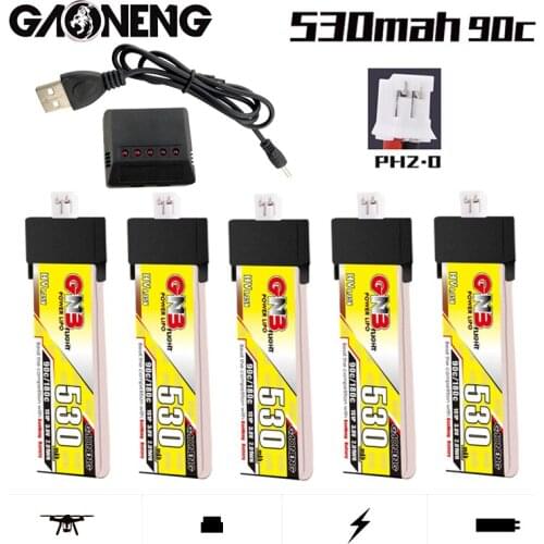 Gaoneng GNB 3.8V 530mAh 90C/180C 1S HV LiPo Battery Charger Set For RC Quadrotor FPV Racing Drone Parts With PH2.0 Plug