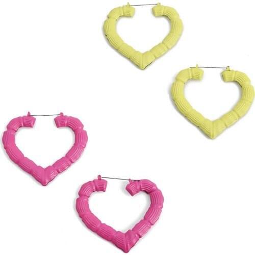 Womens Hip-Hop Punk Style Spray Paint Big Peach Heart-Shaped Geometric Earrings Fashion Earrings Earrings Pop Jewelry Gifts