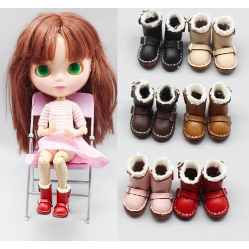 1Pair Leather Mini Doll Boots For 1/6 Blyth Doll Shoes Suitable For 1/8 BJD Toy Shoes Accessories
