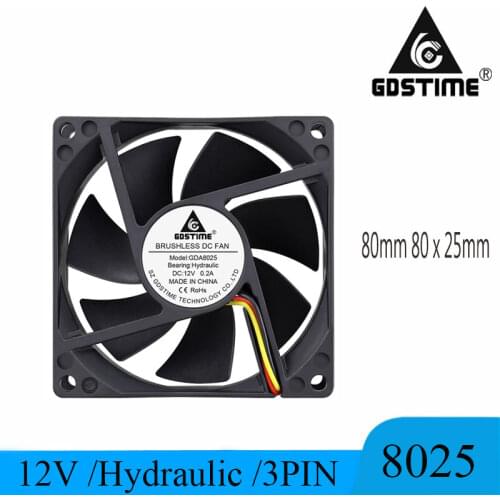 10 Pieces LOT Gdstime DC 12V 3Pin 8025 80mm 80 x 25mm PC Cooler Cooling Heatsink Fan