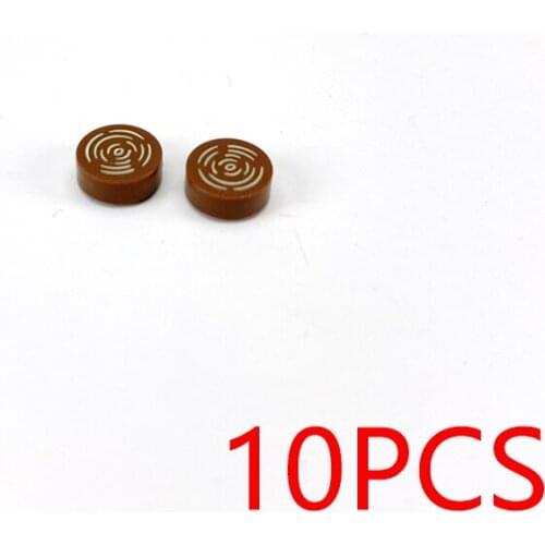 10PCS Print Wooden Pattern 1x1 Round MOC Building Blocks Tile Construction Classic Brick Toys Kids Learning Education