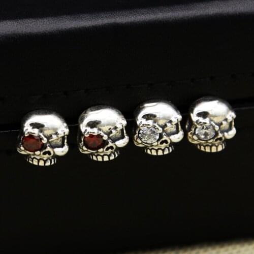 100%S925 pure silver fashion accessories Character set auger one-eyed skull earring studs men and women