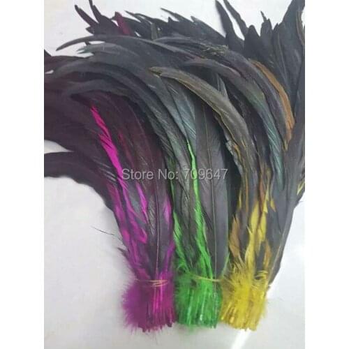 100pcs/lot!14-16inch 35-40cm long Coque Rooster Tail Feathers dyed Rose/Green/Yellow,long tail feathers for Headdress costumes