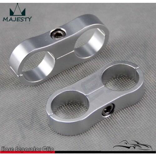 12-AN AN12 19MM Braided Hose Separator Clamp Fitting Adapter Bracket Oil line clip hood silver color x 2 pcs