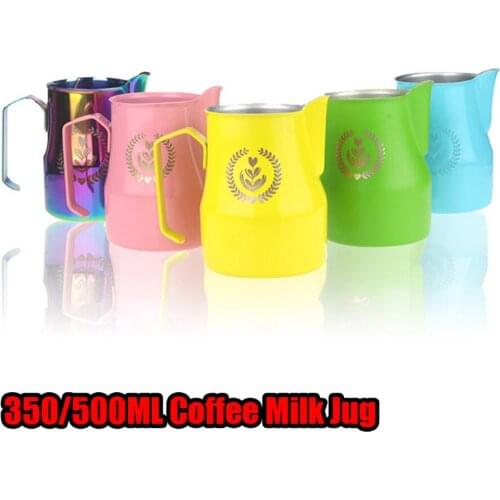 350/500ml Frothing Coffee Milk Jug Stainless Steel Pull Flower Cup Coffee Milk Frother Latte Art Milk Frothing Tool Coffeware