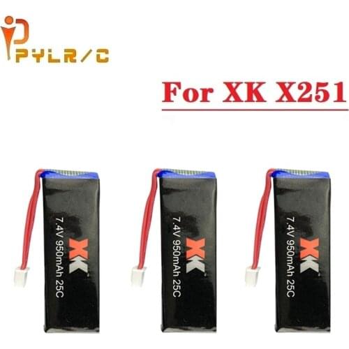1/2/3/5pcs 7.4V 950mAh 25C Lipo BatteryFor WLtoys XK X251 RC Quadcopter Helicopter Spare Parts for 7.4v Rechargeable battery