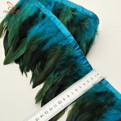ChengBright Nice 10 Yards Sky Blue Chicken Rooster Tail Feathers Trims Strip for Wedding Party Clothing Rooster Feather Trims