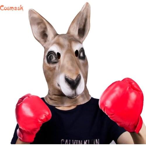 Cosmask Halloween Kangaroo Head Costume Play Masks Funny Latex Donkey Mask Funny Animal Masks Masquerade Props Party Mask