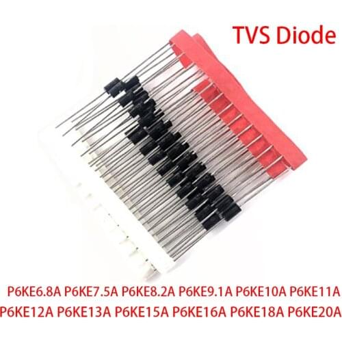 20pcs 600W DO-15 TVS Diode P6KE6.8A P6KE7.5A P6KE8.2A P6KE9.1A P6KE10A P6KE11A P6KE12A P6KE13A P6KE15A P6KE16A P6KE18A P6KE20A