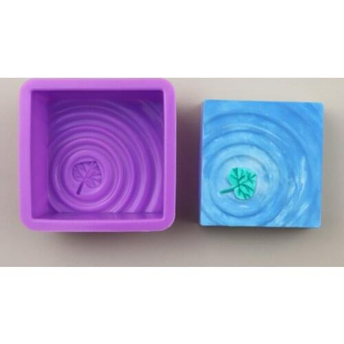 Single square leaf water wavy silica gel mold cake mold XG689