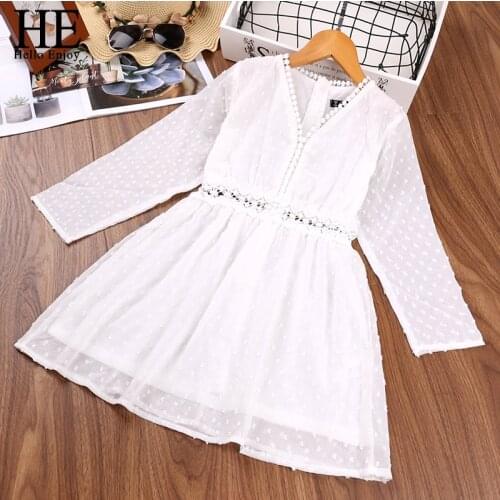HE Hello Enjoy Girls Dresses Childrens Clothing Dress Longuette 4 To 10 Year Dress 2021 New Children Fashion Teenager Clothes